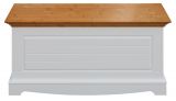Truhe Gyronde 38, Kiefer massiv Vollholz, Farbe: Weiß / Eiche - 51 x 112 x 45 cm (H x B x T)
