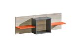Jugendzimmer - Hängeregal Marcel 09, Farbe: Esche Orange / Grau / Braun - Abmessungen: 35 x 110 x 20 cm (H x B x T)