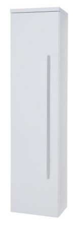 Bad - Hochschrank Bidar 81, Farbe: Weiß glänzend – 140 x 36 x 25 cm (H x B x T)