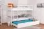 Etagenbett für Erwachsene "Easy Premium Line" K20/h inkl. Liegeplatz und 2 Abdeckblenden, Kopf- und Fußteil gerade, Buche Vollholz massiv Weiß - 90 x 200 cm (B x L), teilbar