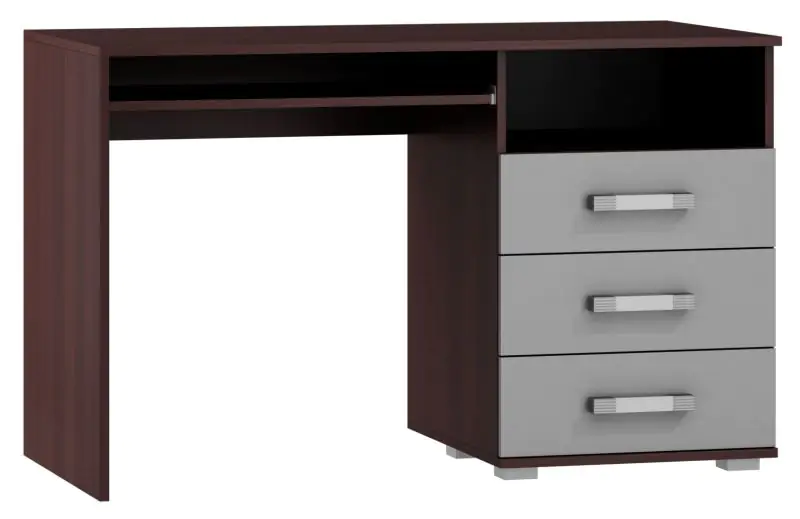 Schreibtisch Tabubil 26, Farbe: Wenge / Grau - Abmessungen: 75 x 120 x 60 cm (H x B x T)