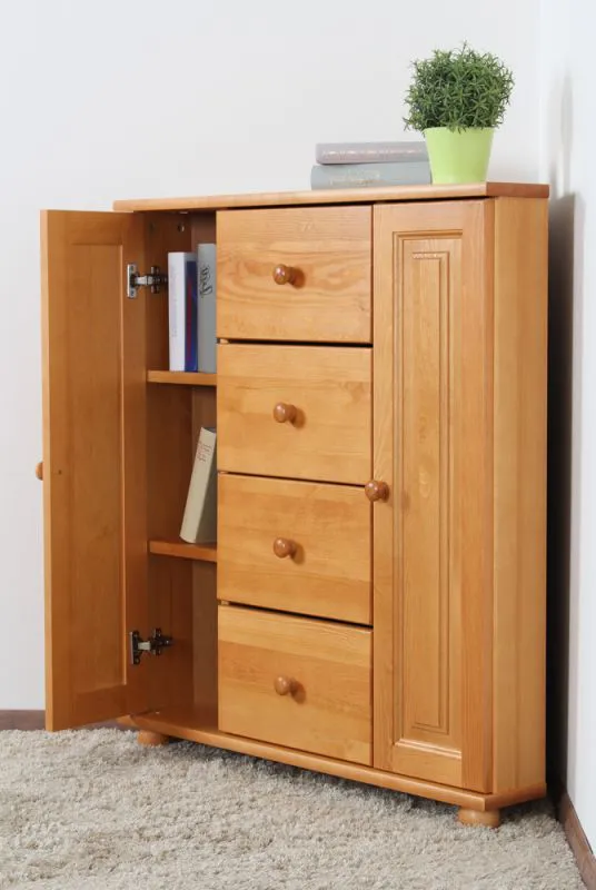 Kommode Kiefer massiv Vollholz Erlefarben Junco 176 – Abmessungen: 100 x 90 x 60 cm (H x B x T)