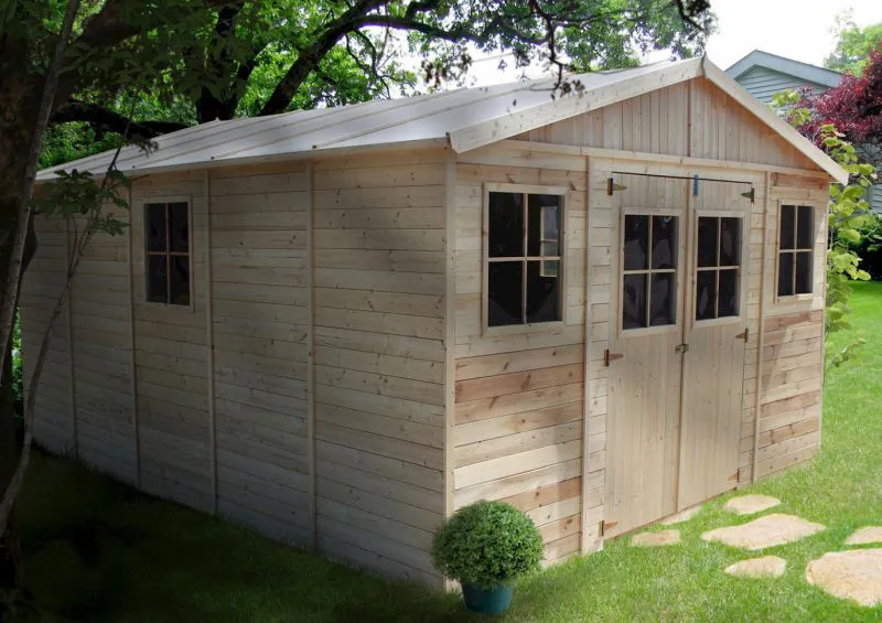 Großer Gartenschuppen, Gartenhaus - 5 x 4 Meter - aus Holz / Blockbohlen - inkl. Dachpappe - Satteldach Abbildung