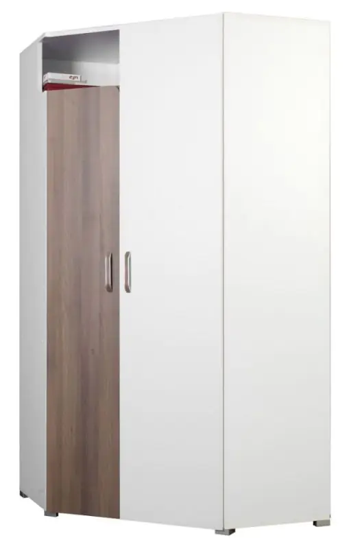 100 cm breiter Kleiderschrank mit 2 Türen | Farbe: Nuss / Weiß Abbildung