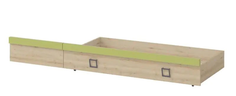 Schublade für Bett Benjamin, Farbe: Buche / Olive - 27 x 74 x 138 cm (H x B x L)