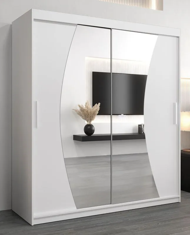 180 cm breiter Kleiderschrank mit 2 Türen | 10 Fächer | Farbe: Weiß Abbildung