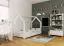 Kinderbett / Hausbett Kiefer Vollholz massiv weiß lackiert D2, inkl. Lattenrost - Liegefläche: 80 x 160 cm (B x L)