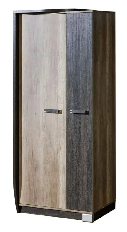 Schmaler 80 cm breiter Kleiderschrank mit 2 Türen | Farbe: Braun Abbildung