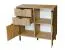 Schmale Kommode mit zwei Türen Luanco 03, Farbe: Eiche Gold Craft, Griffe und Beine: Metall, Maße: 88 x 87,8 x 40,5 cm, zwei Schubladen, drei Fächer