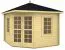 Holz-Gartenhaus 3,2 x 3,2 Meter (inkl. Dach) | 2 Fenster | 28 mm Blockbohlen |natur unbehandelt | Zeltdach | inkl. Fußboden | aus nordischer Fichte Abbildung