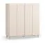 Kommode / Weinregal | Farbe: Beige | 2 Falttüren | 3 Schubladen | Soft-Close | Maße: 112 x 47 x 121 cm | inkl. LED-Beleuchtung mit Bewegungssensor