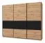 Schwebetürenschrank / Kleiderschrank Crina 11, Farbe: Eiche Artisan / Schwarz, zwei Kleiderstangen, ABS-Kanten, Maße: 224 x 262,5 x 65,5 cm