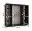 Stylischer Kleiderschrank mit einer Spiegeltür Liskamm 42, Farbe: Weiß matt / Schwarz matt - Abmessungen: 200 x 200 x 62 cm (H x B x T), mit 10 Fächern und zwei Kleiderstangen