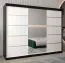250 cm breiter Kleiderschrank mit 10 Fächern und 3 Türen | Farbe: Weiß / Schwarz Abbildung