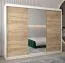 250 cm breiter Kleiderschrank mit 10 Fächern und 3 Türen | Farbe: Sonoma Eiche / Weiß Abbildung