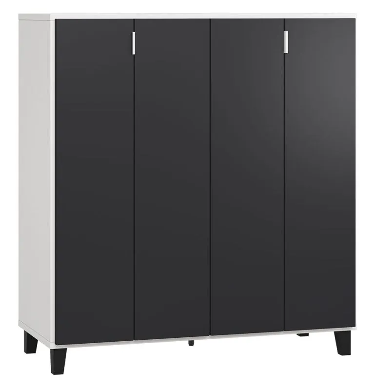 Barschrank Vacas 03, Farbe: Weiß / Schwarz - Abmessungen: 122 x 112 x 47 cm (H x B x T)