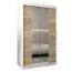Schiebetürenschrank / Kleiderschrank Jan 02D mit Spiegel, Farbe: Weiß matt / Eiche Sonoma -  Abmessungen: 200 x 120 x 62 cm (H x B x T)