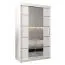 Schiebetürenschrank / Kleiderschrank Jan 02D mit Spiegel , Farbe: Weiß matt - Abmessungen : 200 x 120 x 62 cm (H x B x T)