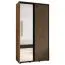 Kleiderschrank Mina mit Spiegel in Schwarz/Eiche, auch für Wohnzimmer geeignet, Metallgriffe in Schwarz, Anti Staubbürsten, 235,2 x 140 x 60 cm