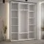 Kleiderschrank Tharo in Weiß/Schwarz, 235,2 x 160 x 45 cm, viel Stauraum, auch für Wohnzimmer geeignet, schwarzer Metallgriff, Anti Staubbürsten