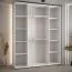 Weißer Schiebetürenschrank Tharo, auch für Wohnzimmer geeignet, Schwarzer Metallgriff, viel Stauraum, platzsparend, 235,2 x 190 x 45 cm, moderne Optik