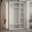 Schiebetürenschrank Tharo in Schwarz/Weiß, 235,2 x 150 x 45 cm, auch für Wohnzimmer geeignet, Anti Staubbürsten, schwarze Metallgriffe, platzsparend