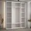 Weißer Schiebetürenschrank Tharo, auch für Wohnzimmer geeignet, Schwarzer Metallgriff, viel Stauraum, platzsparend, 235,2 x 190 x 45 cm, moderne Optik