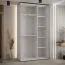 Schiebetürenschrank Tharo in Weiß/Eiche, auch für Wohnzimmer geeignet, 235,2 x 130 x 45 cm, Anti Staubbürsten, Metallgriffe in schwarz, robust
