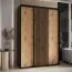 Kleiderschrank Tharo mit Schiebetüren in Schwarz/Eiche gehalten, viel Stauraum, auch für Wohnzimmer geeignet, Anti Staubbürsten, 235,2 x 180 x 45 cm