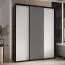 Schwarz-Weißer Schiebetürenschrank Tharo inklusive Anti Staubbürsten, 235,2 x 190 x 45 cm, viel Fächer, Schwarze Metallgriffe, auch für Wohnzimmer geeignet