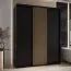 Schwarzer Schiebetürenschrank Tharo, modernes Design, schwarze Metallgriffe, inklusive Anti-Staubbürsten, platzsparend, viel Stauraum, 235,2 x 190 x 45 cm
