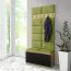 Garderobe 01 mit Polsterpaneele Sitzbank & Wand | Artisan/Schwarz/Yellow Green | 215 x 100 x 40 cm | für 8 Paar Schuhe | 6 Kleiderhaken | 4 Fächer