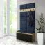 Garderobe 01 mit Sitzbank gepolstert 1 Meter breit, Schuhschrank für 8 Paar Schuhe, Artisan/Schwarz/Deep Blue, 215 x 100 x 40 cm, 4 Fächer, 6 Kleiderhaken