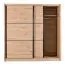 Großer Schiebetürenschrank mit einer Kleiderstange Panevo 03, Farbe: Eiche Artisan, sechs Fächer, Maße: 215,5 x 213 x 60 cm, modernes Design