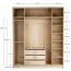 Falttür / Kleiderschrank | Farbe: Eiche | 3 Schubladen | 3 Kleiderstangen | 200 x 60 x 240 cm | inkl. LED-Beleuchtung mit Sensor | Soft-Close-Funktion