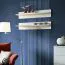 Elegante Wohnwand mit Kamin Hompland 117, Farbe: Weiß - Abmessungen: 170 x 260 x 40 cm (H x B x T), mit Push-to-open