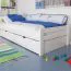 Kinderbett / Jugendbett "Easy Premium Line" K1/2n inkl. 2 Schubladen und 2 Abdeckblenden, 90 x 200 cm Buche Vollholz massiv weiß lackiert