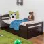 Kinderbett / Jugendbett "Easy Premium Line" K1/2h inkl. 2. Liegeplatz und 2 Abdeckblenden, 90 x 200 cm Buche Vollholz massiv schokobraun lackiert