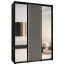 Kleiderschrank Mina mit Schiebetüren und Spiegel, Weiß/Schwarz gehalten, moderne Optik, viel Stauraum, Anti Staubbürsten, 235,2 x 170 x 60 cm