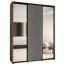 Schiebetürenschrank mit Spiegeln Mina in Weiß/Eiche, auch für Wohnzimmer geeignet, Anti Staubbürsten, Metallgriff in schwarz, 235,2 x 190 x 60 cm