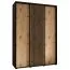 Kleiderschrank Tharo mit Schiebetüren in Schwarz/Eiche gehalten, viel Stauraum, auch für Wohnzimmer geeignet, Anti Staubbürsten, 235,2 x 180 x 45 cm