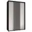 Kleiderschrank Mina mit Schiebetüren, Weiß/Schwarz gehalten, moderne Optik, viel Stauraum, 235,2 x 160 x 60 cm, schwarze Lamellen, Anti Staubbürsten