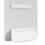 Schmale Ankleide / Garderobe 01 mit Sitzbank & Wand gepolstert, Weiß/Light Black, 215 x 100 x 40 cm, für 8 Paar Schuhe, 6 Kleiderhaken, 4 Fächer