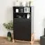 Kommode Kustanai 03, Farbe: Schwarz / Buche - Abmessungen: 116 x 63 x 42 cm (H x B x T)
