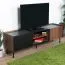 TV-Unterschrank Mairenke 07, Farbe: Walnuss / Schwarz matt - Abmessungen: 47 x 150 x 40 cm (H x B x T)