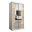 Schiebetürenschrank / Kleiderschrank Robinyera 01 mit Spiegel, Farbe: Weiß matt / Eiche Sonoma - Abmessungen: 200 x 100 x 62 cm ( H x B x T)