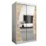 Schiebetürenschrank / Kleiderschrank Combin 02 mit Spiegel, Farbe: Weiß matt / Eiche Sonoma - Abmessungen: 200 x 120 x 62 cm (H x B x T)