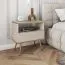 Nachtkommode | Nachttisch | Horsham 90 | Beige / Gold Akzente | 1 Schublade | 1 Fach | Push-to-open Funktion | Zweifarbig | minimalistischer Stil