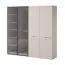 Kleiderschrank mit Glastüren | Bainton 07 | 200 x 101 x 51 cm | Farbe: Grau / Kaschmir | 6 Fächer | 2 Kleiderstangen | viel Stauraum | Zweifarbig