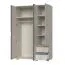 Großer Kleiderschrank für Kinderzimmer / Jugendzimmer Peter 09, drei Türen, Farbe: Kiefer Weiß / Beige / Rosa / Blau, Maße: 200 x 128 x 56 cm, Soft-close